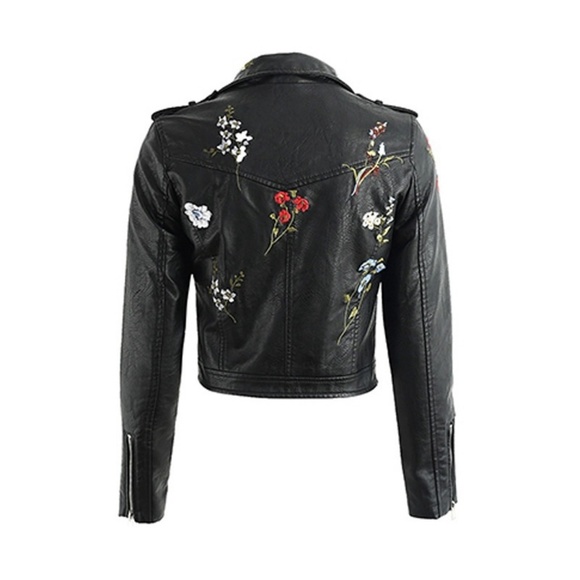 NWT Black Embroidered Vegan Jacket - Picture 5 of 7
